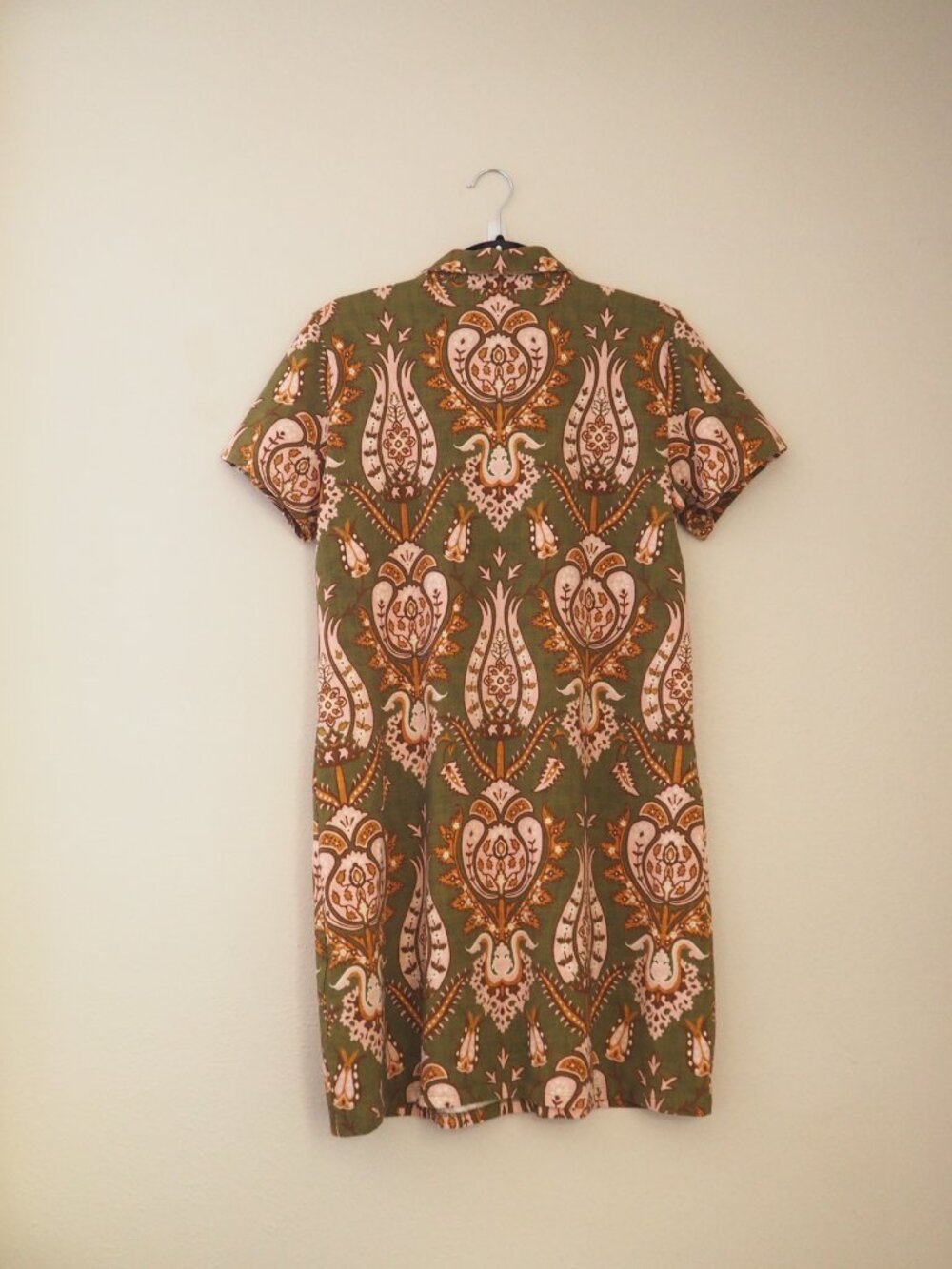 Spartina 449 Devin Polo Mercer House Damask Olive Short Sleeve Dress sz L - Picture 7 of 9